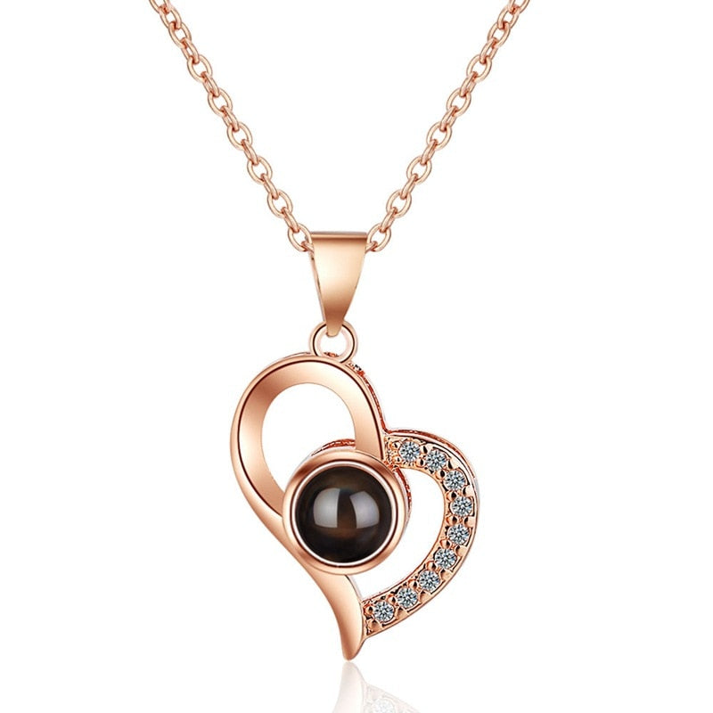 Collier romain | Rose éternelle et collier cœur | Coffret cadeau de luxe