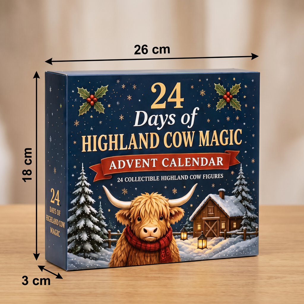 Calendrier de l'Avent Highland Cattle 2026 – 24 Jours Mini Figurines
