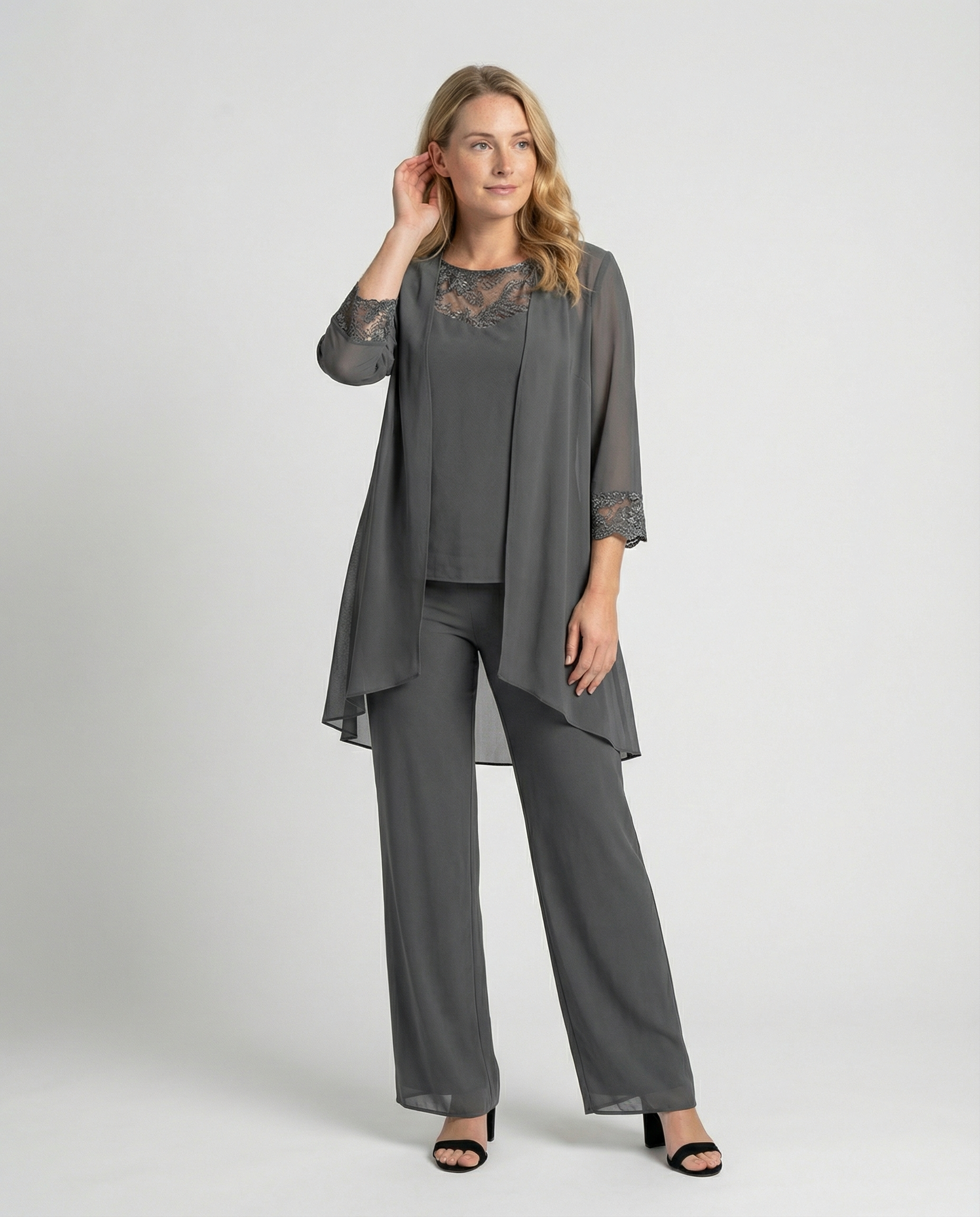 Ensemble de bureau trois pièces pour femmes avec blazer, gilet et pantalon | Heidi-Mode