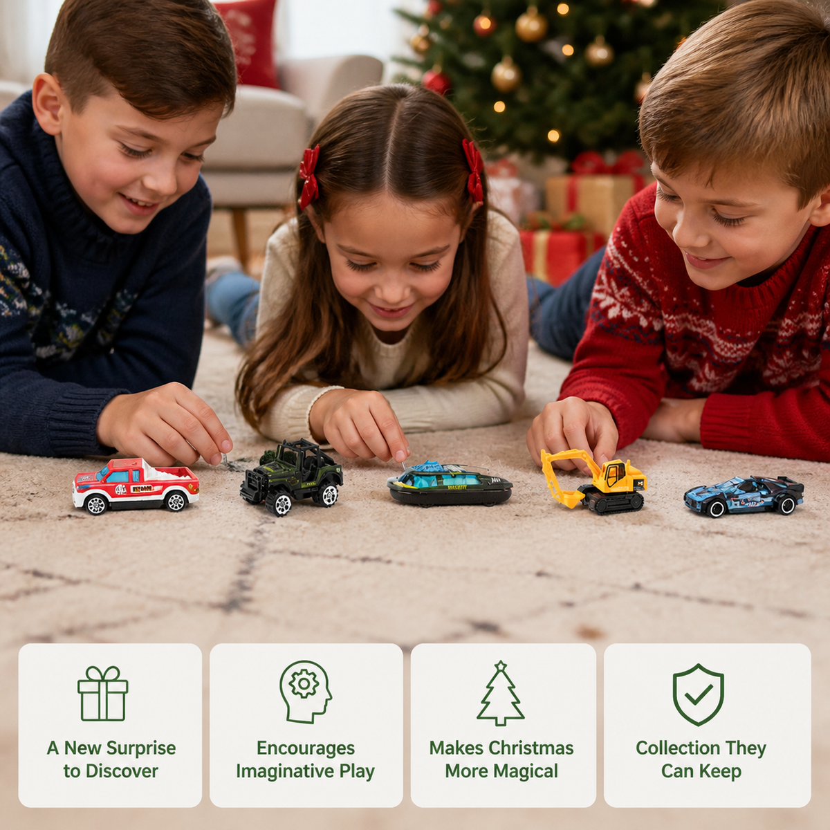 Calendrier de l'Avent Auto Enfants – 24 Voitures Jouets en Métal pour Noël