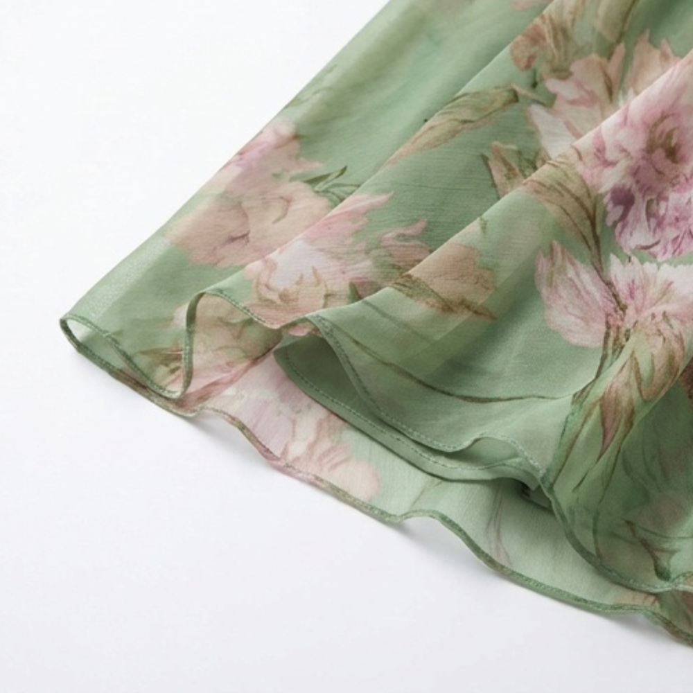 Rosalie – Robe maxi d'été fluide pour femmes en sauge florale