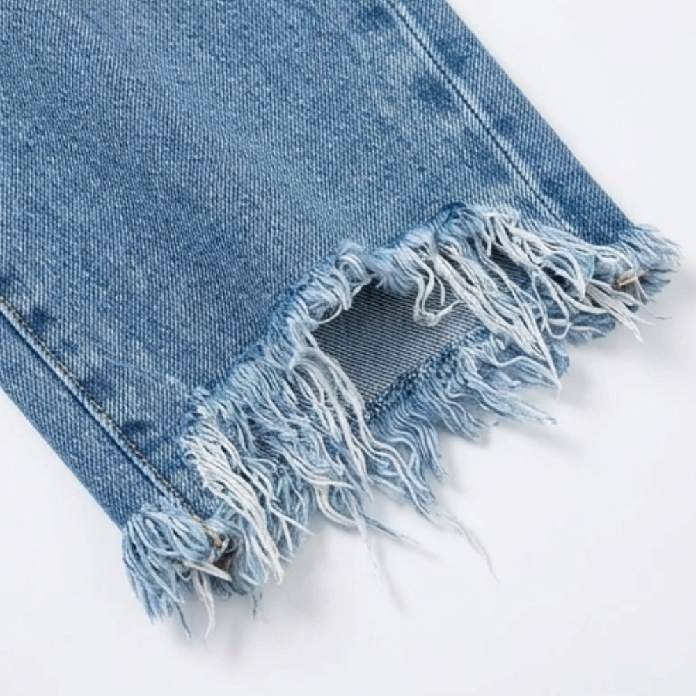 Vivara – Jeans droits cropped à franges pour femmes