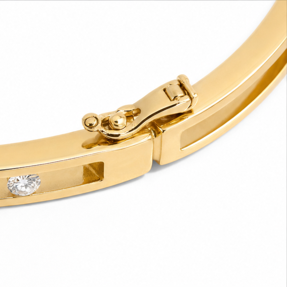 Veluna – Bracelet Jonc en Cristal Flottant Doré pour Femmes