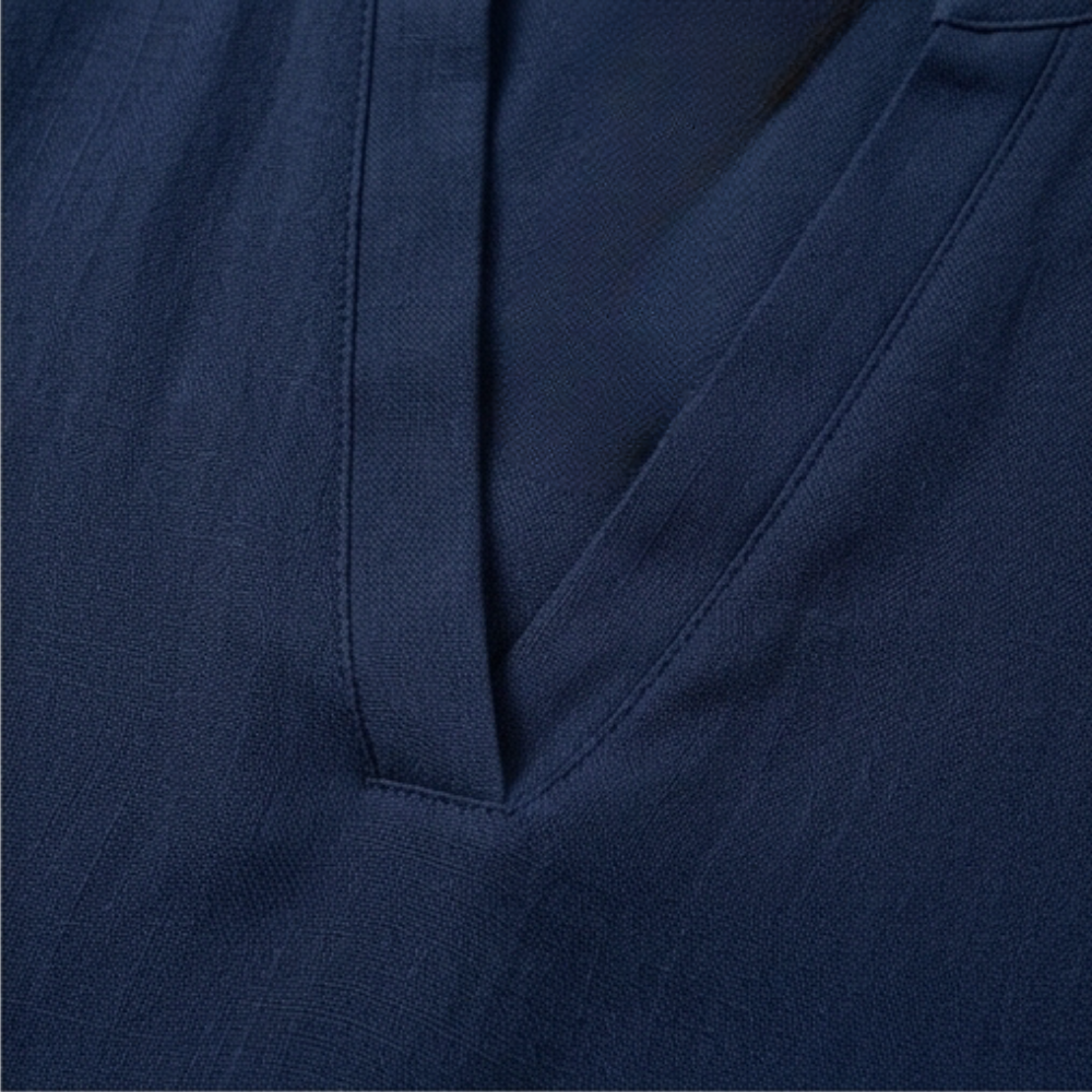 Wovena – Blouse V encolure dégagée pour femmes avec ourlet incurvé