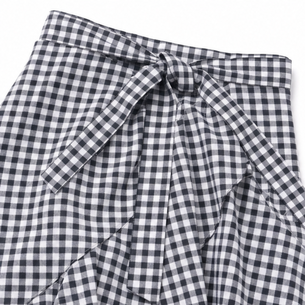 Veluna – Jupe maxi asymétrique à volants en vichy pour femmes