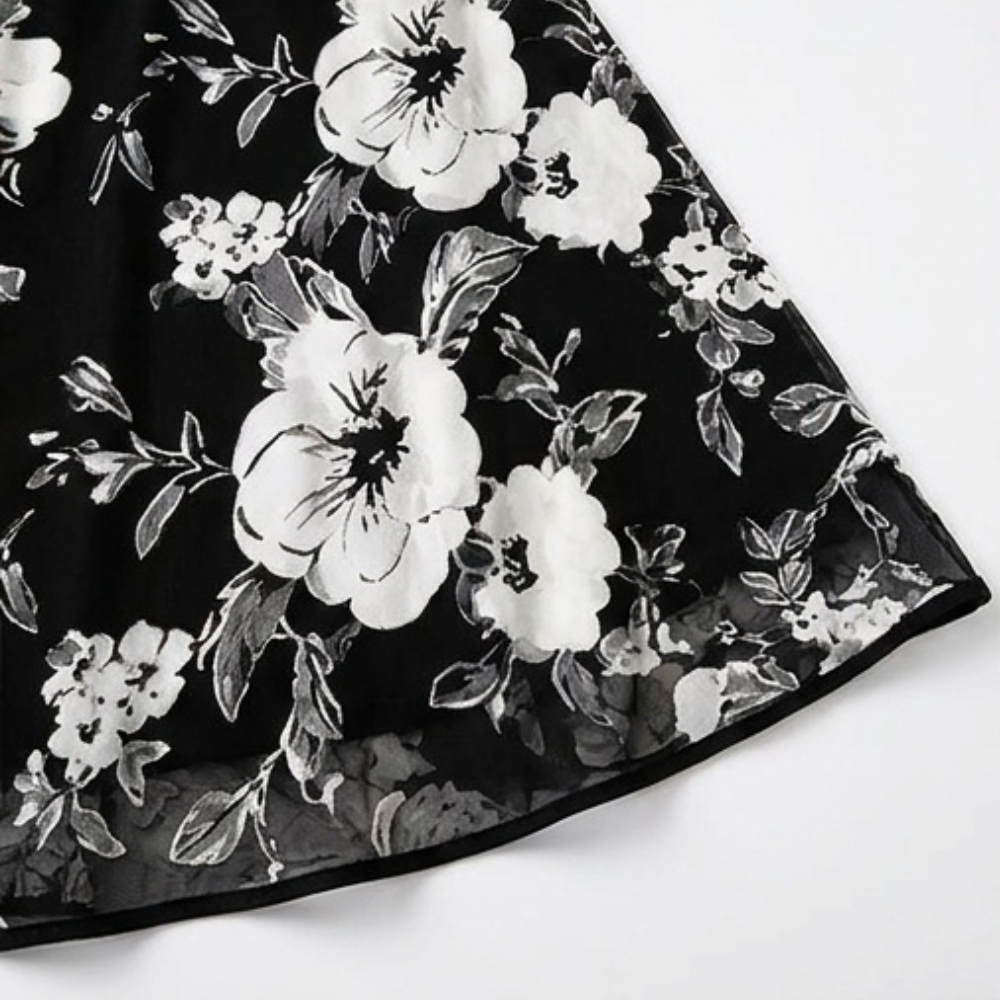 Solenya – Robe en Chiffon Floral pour Femmes avec Superposition Transparente