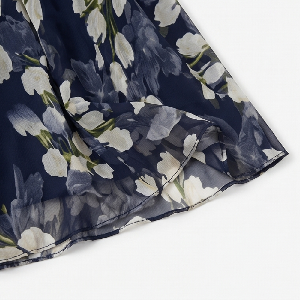 Florenza – Robe Midi Florale Élégante Marine pour Femmes