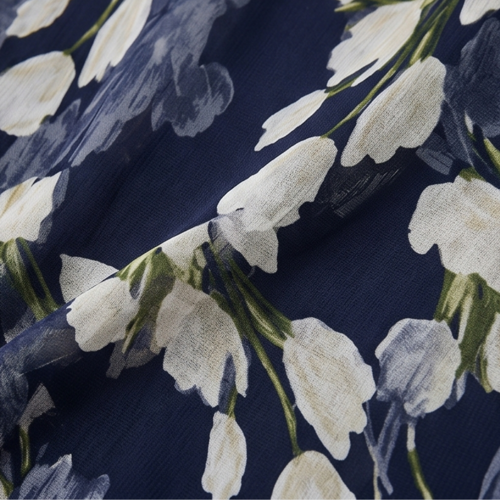 Florenza – Robe Midi Florale Élégante Marine pour Femmes
