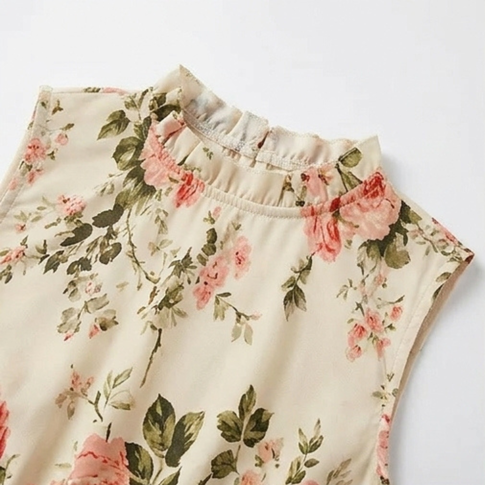 Florenza – Robe midi florale à smocks pour femmes