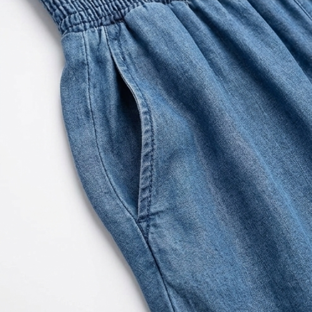 Palazza – Pantalons Palazzo à Taille Smockée et Jambes Amples