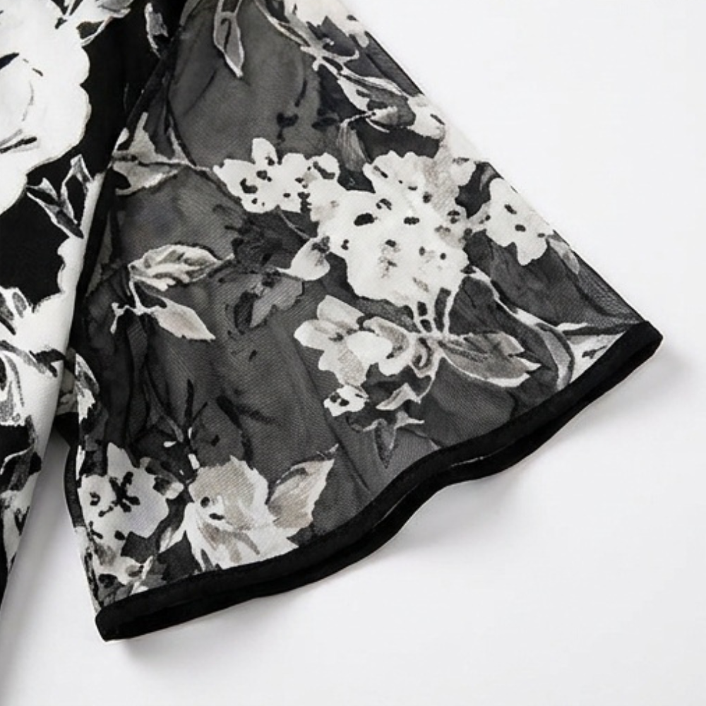 Solenya – Robe en Chiffon Floral pour Femmes avec Superposition Transparente