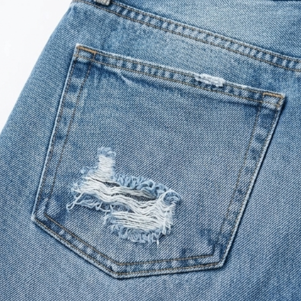 Vivara – Jeans droits cropped à franges pour femmes