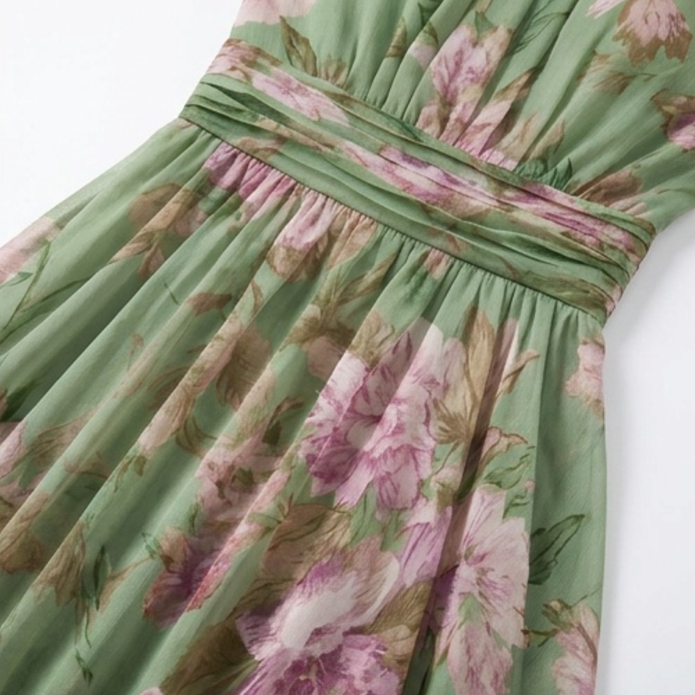 Rosalie – Robe maxi d'été fluide pour femmes en sauge florale