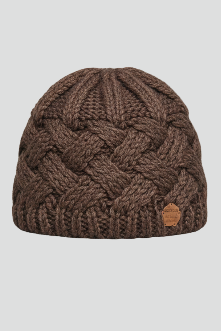 Chapeau en Tricot pour Femmes avec Bord Côtelé et Surface Tissée Texturée