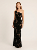 Cressida | Robe Maxi en Dentelle Florale à Une Épaule