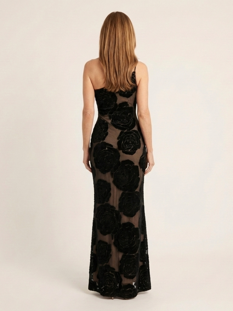 Cressida | Robe Maxi en Dentelle Florale à Une Épaule