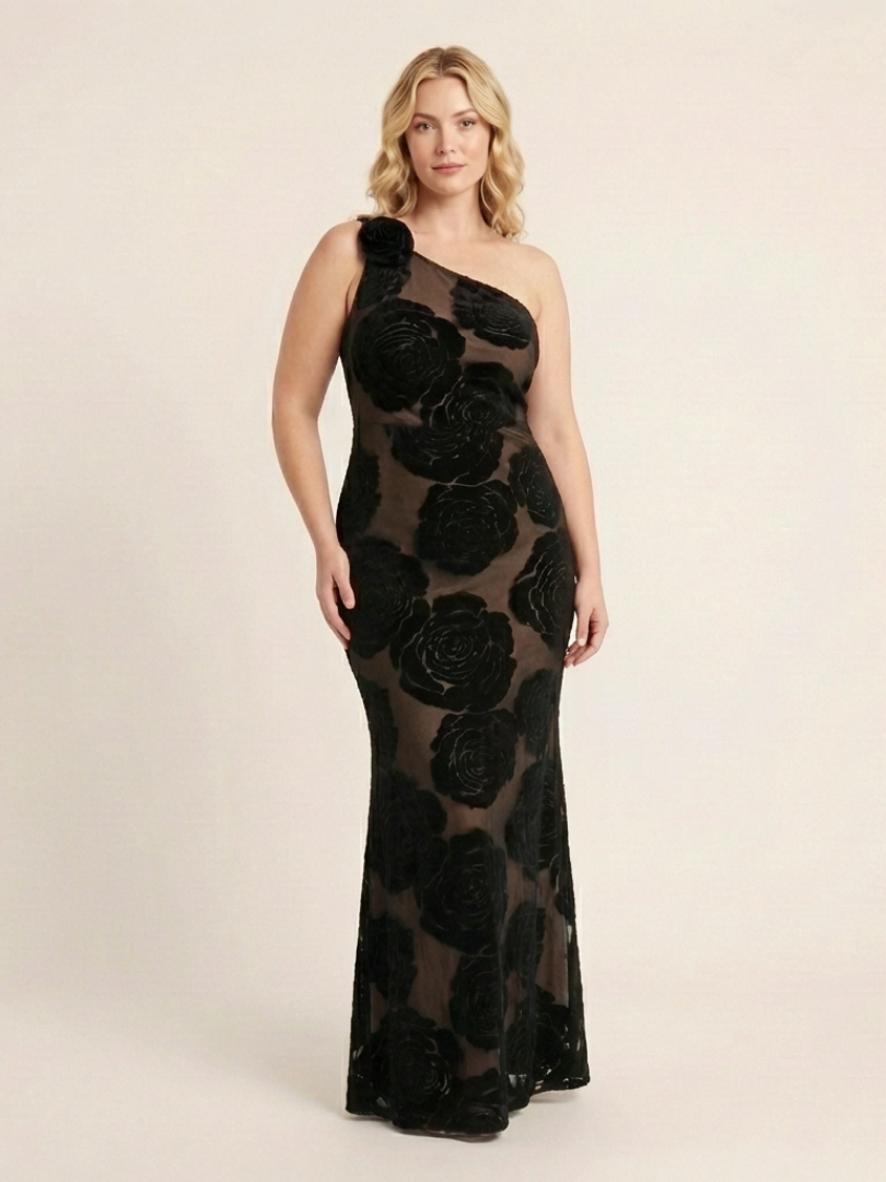 Cressida | Robe Maxi en Dentelle Florale à Une Épaule