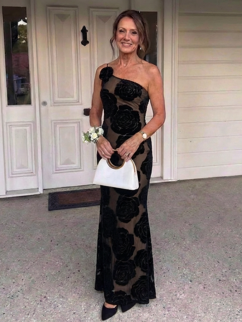 Cressida | Robe Maxi en Dentelle Florale à Une Épaule
