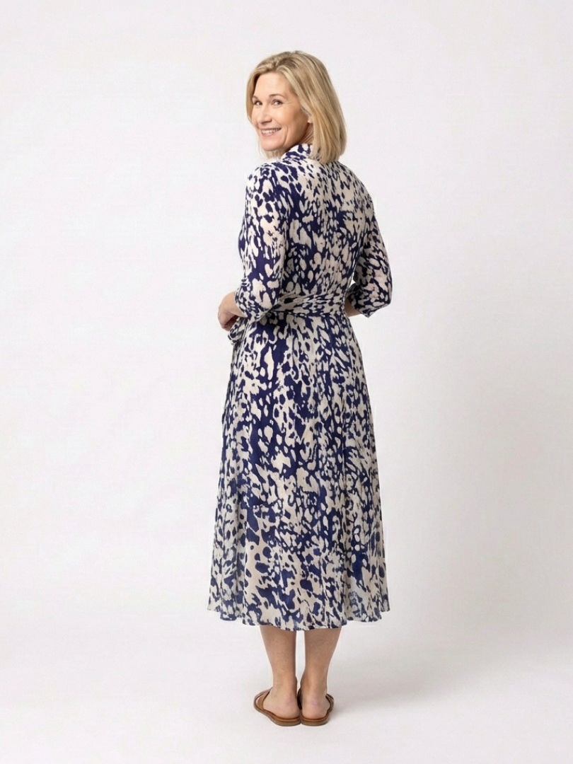 Oriana | Robe midi à manches longues et ceinture à nouer