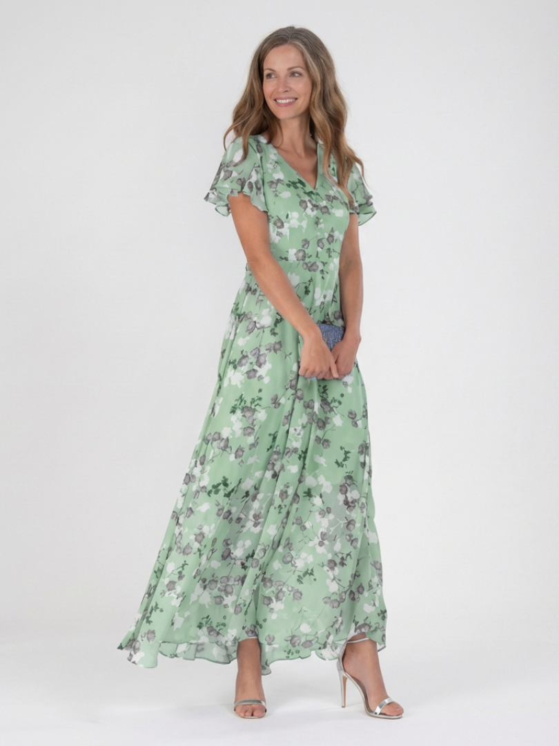 Ismeria | Robe Maxi Chiffon Fleurie