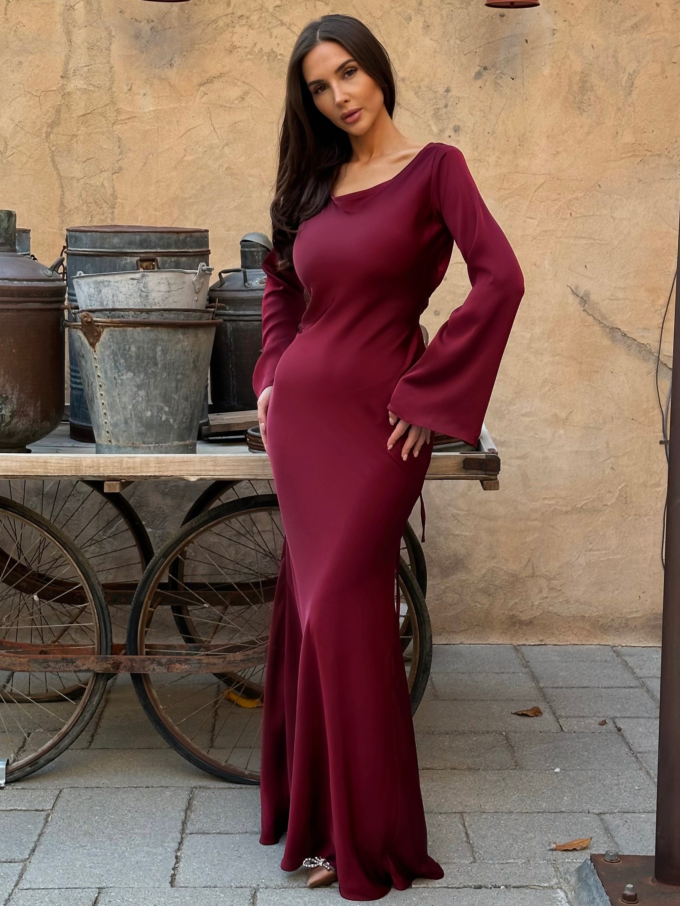 Robe maxi à manches longues - Élégance sans effort pour toutes les occasions