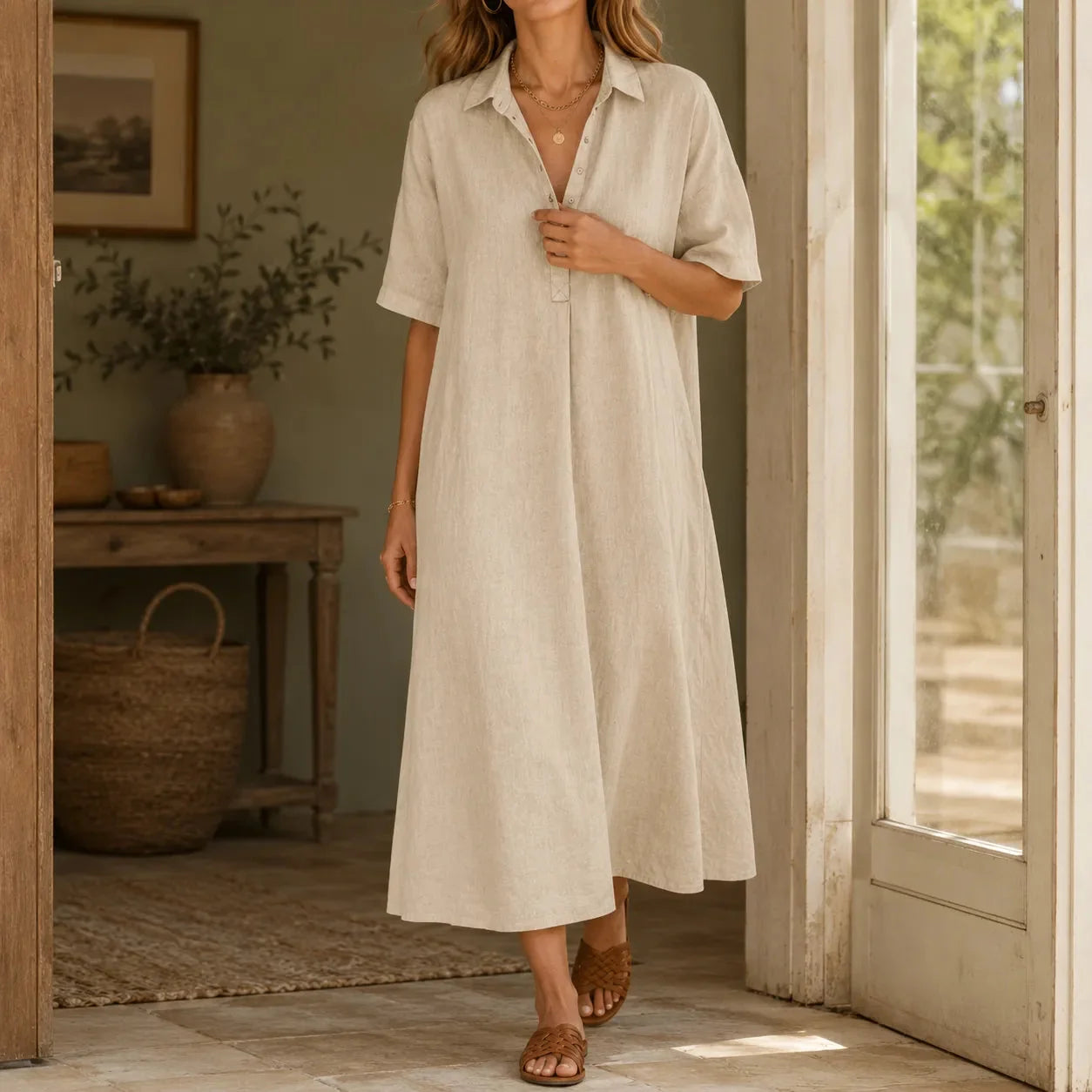 Lunavia – Robe chemise midi surdimensionnée pour femme