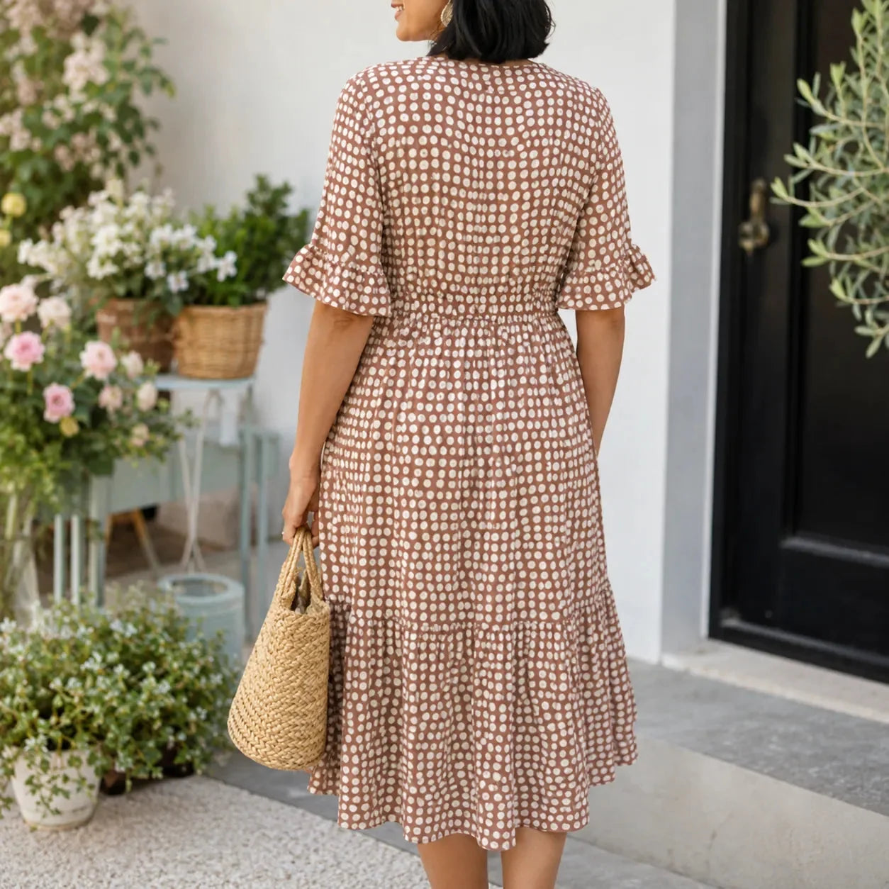 Soleluna – Robe midi à pois à volants