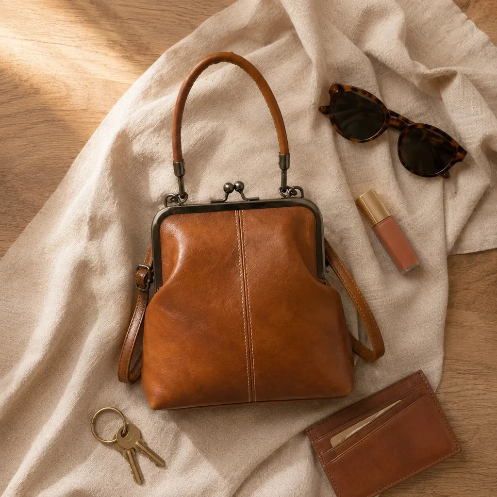 Marenza – Sac bandoulière vintage à fermeture à clip avec poignée supérieure