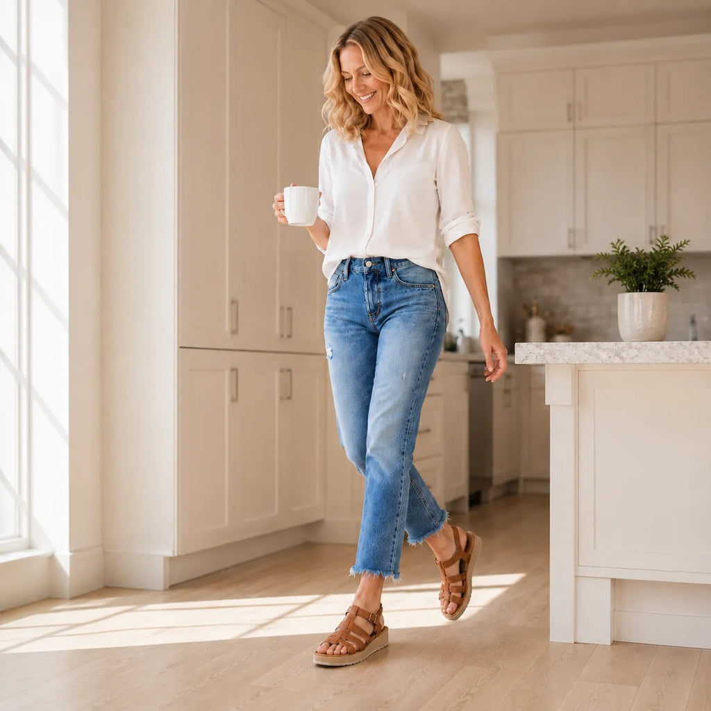 Denara – Jean cropped déchiré en stretch doux pour femmes