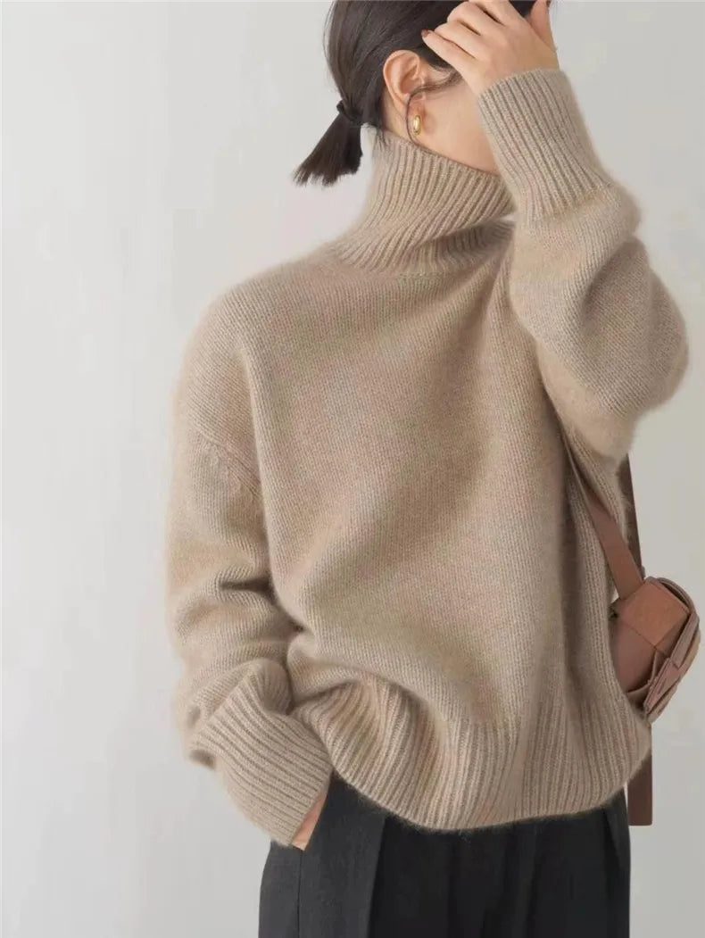 Sophie - Pull Élégant Oversize Col Roulé
