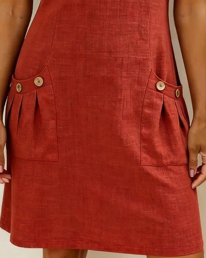 Robe en Lin | A-ligne & Poches Avec Fermeture Éclair