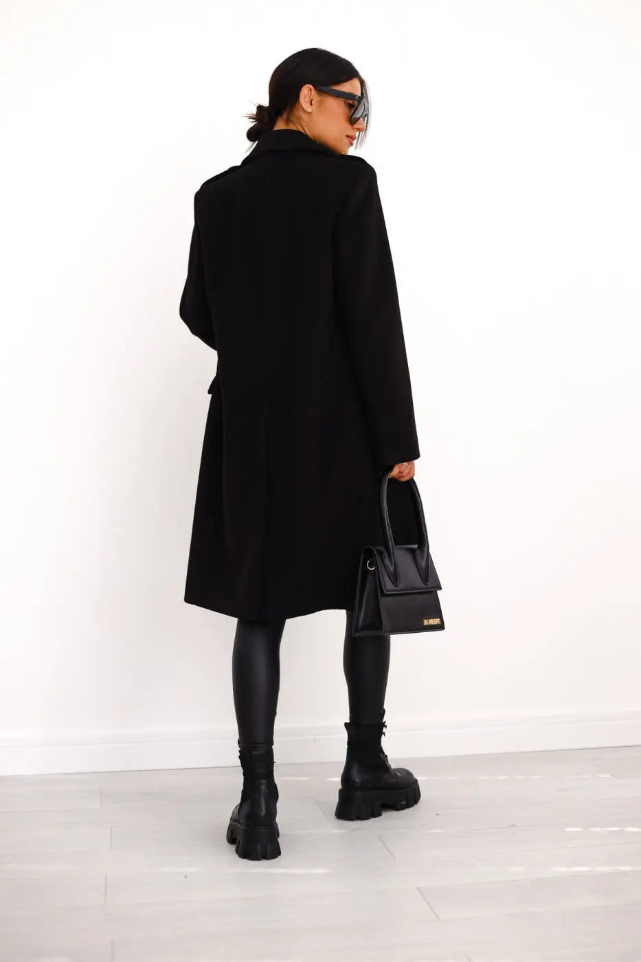 Manteau long en laine double boutonnage pour femmes