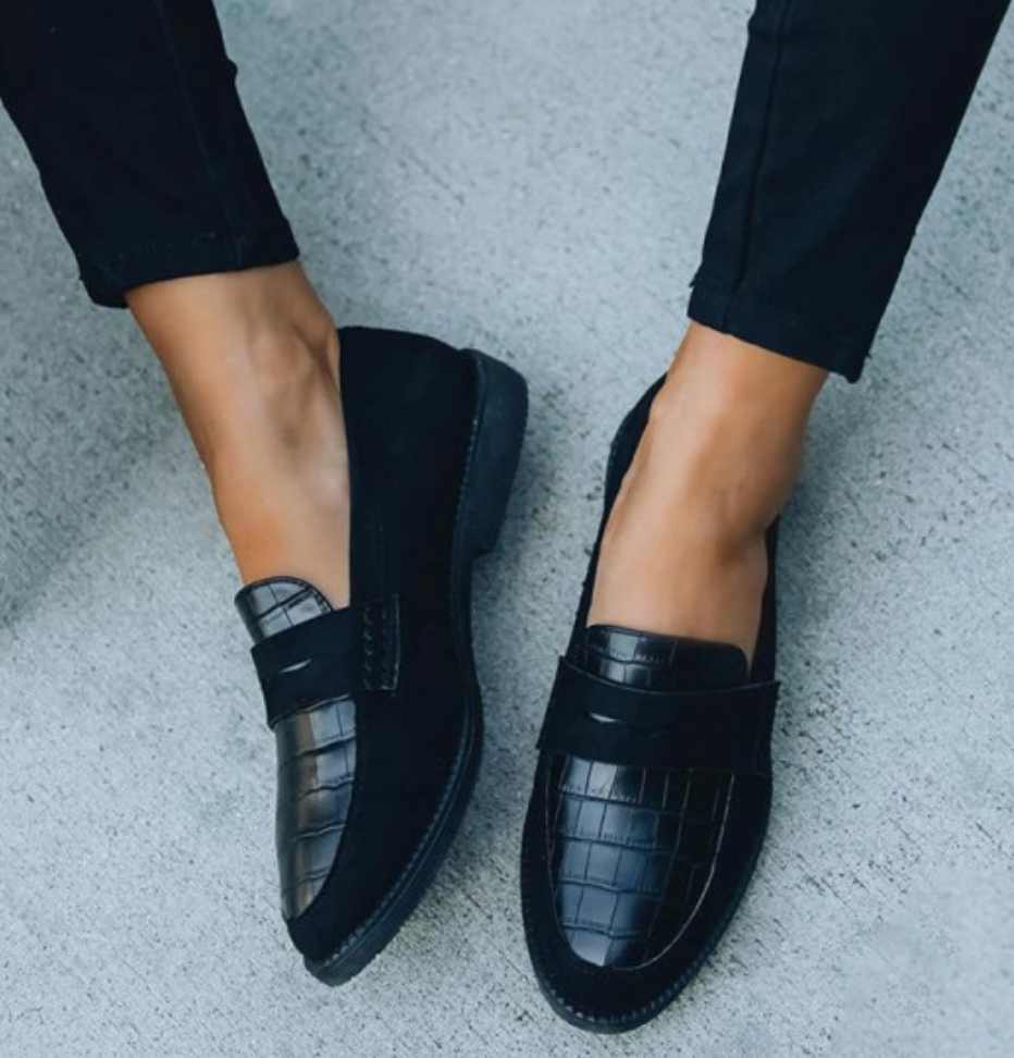 Loafers Femmes | Imprimé Crocodile Chic & Design Noir Intemporel