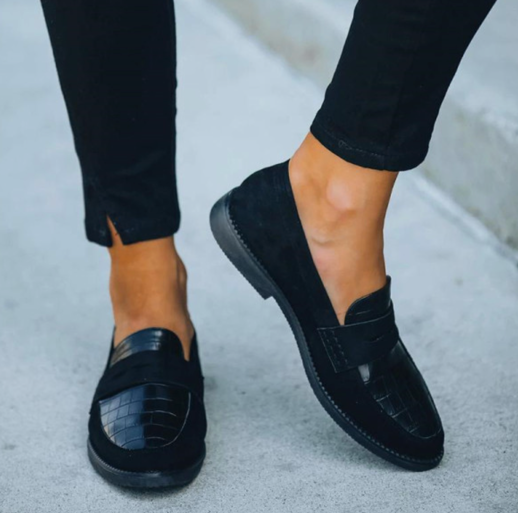 Loafers Femmes | Imprimé Crocodile Chic & Design Noir Intemporel