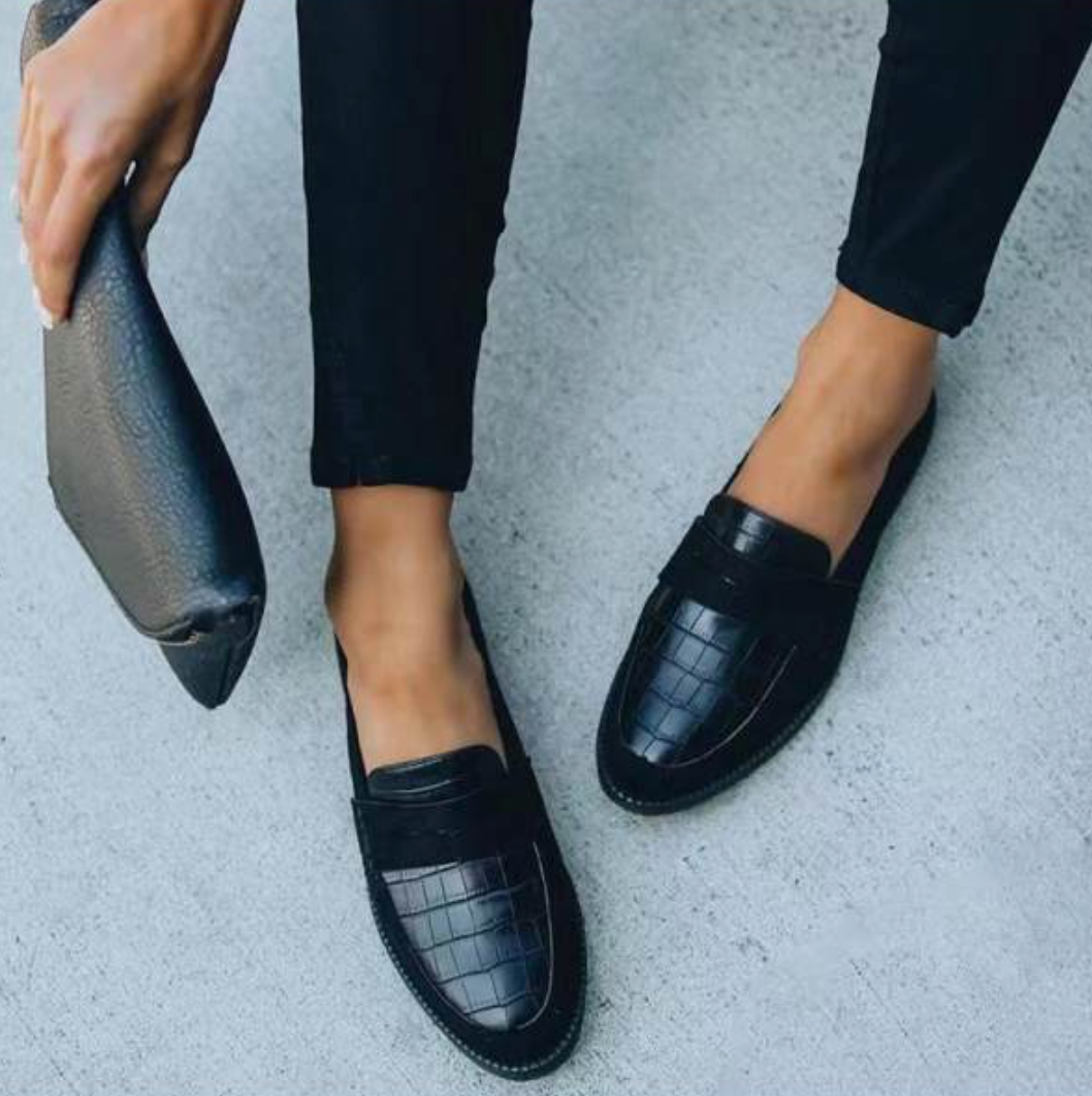 Loafers Femmes | Imprimé Crocodile Chic & Design Noir Intemporel