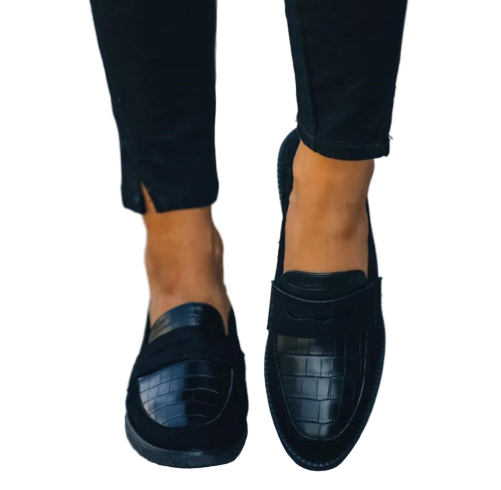 Loafers Femmes | Imprimé Crocodile Chic & Design Noir Intemporel