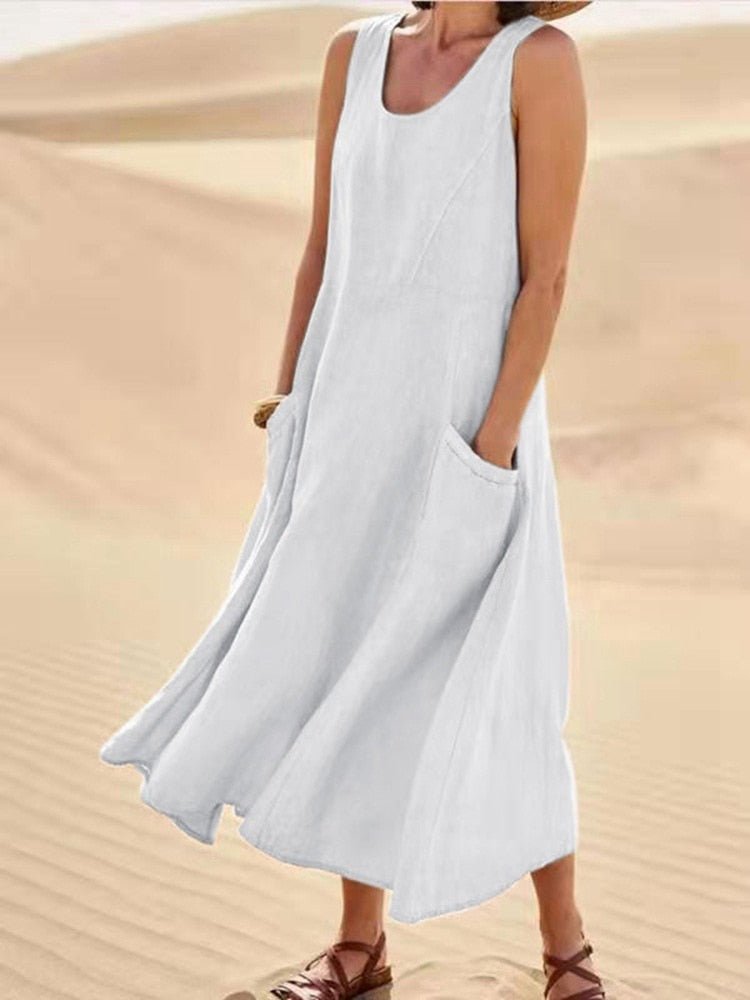 Robe Maxi Aérée Femme | Coupe décontractée & poches pratiques