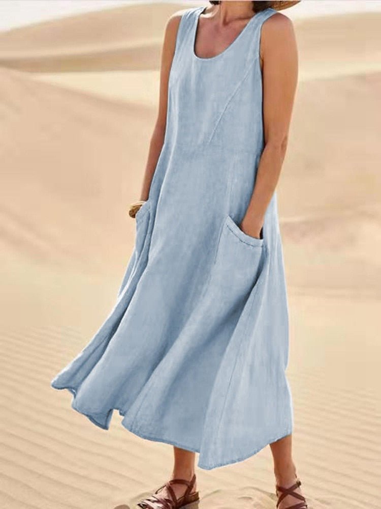 Robe Maxi Aérée Femme | Coupe décontractée & poches pratiques