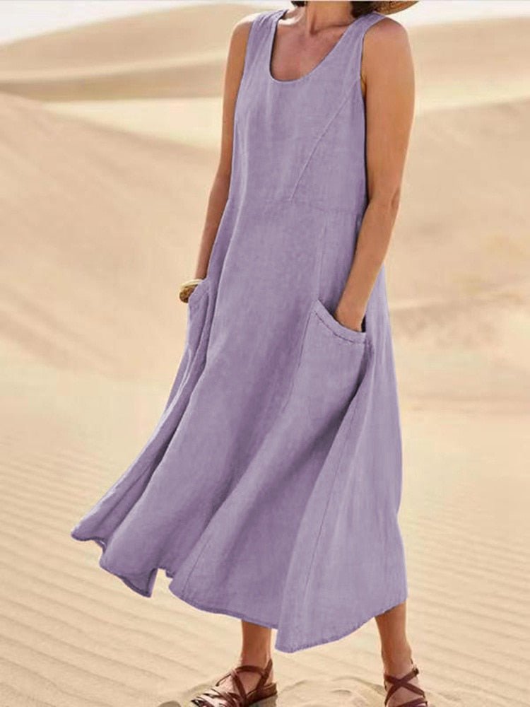 Robe Maxi Aérée Femme | Coupe décontractée & poches pratiques