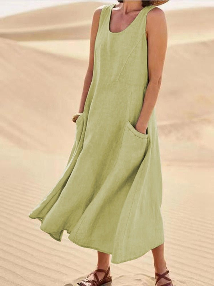 Robe Maxi Aérée Femme | Coupe décontractée & poches pratiques