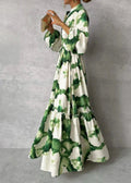 Robe Longue en Polyester avec Imprimé et Ajustement de Taille avec Cordon