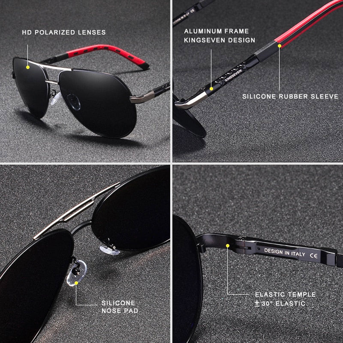 Lunettes de soleil polarisées en aluminium vintage pour hommes