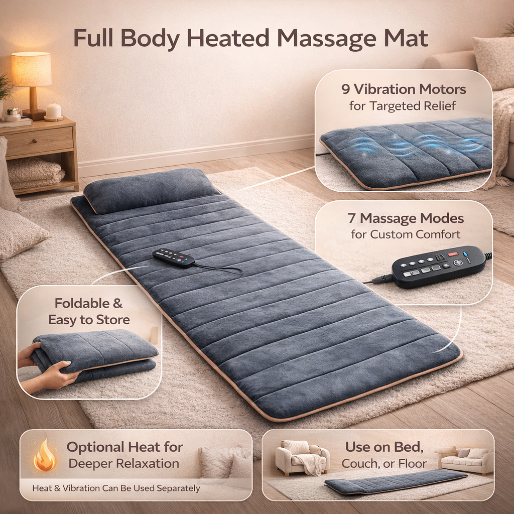 Matelas de Massage Électrique – Massage Complet du Corps avec Chaleur