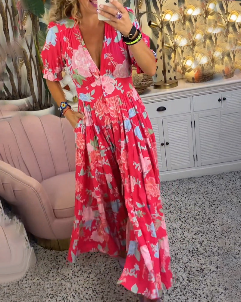 Robe Maxi Femme | Imprimé Floral & Coupe A-ligne Élégante