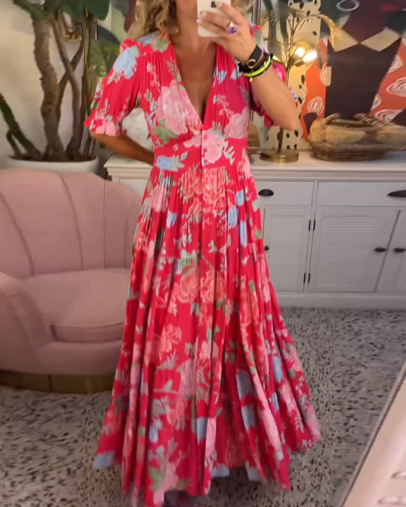 Robe Maxi Femme | Imprimé Floral & Coupe A-ligne Élégante