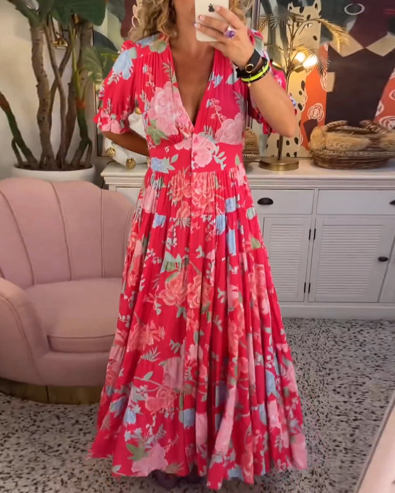 Robe Maxi Femme | Imprimé Floral & Coupe A-ligne Élégante