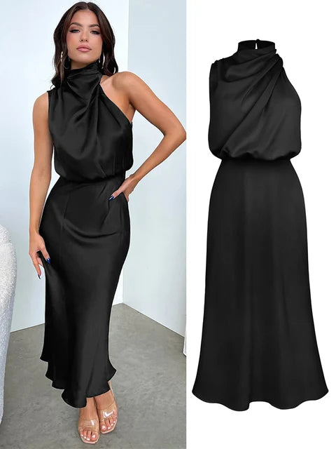Maxi Robe Femme | Élégance Satinée & Design Raffiné
