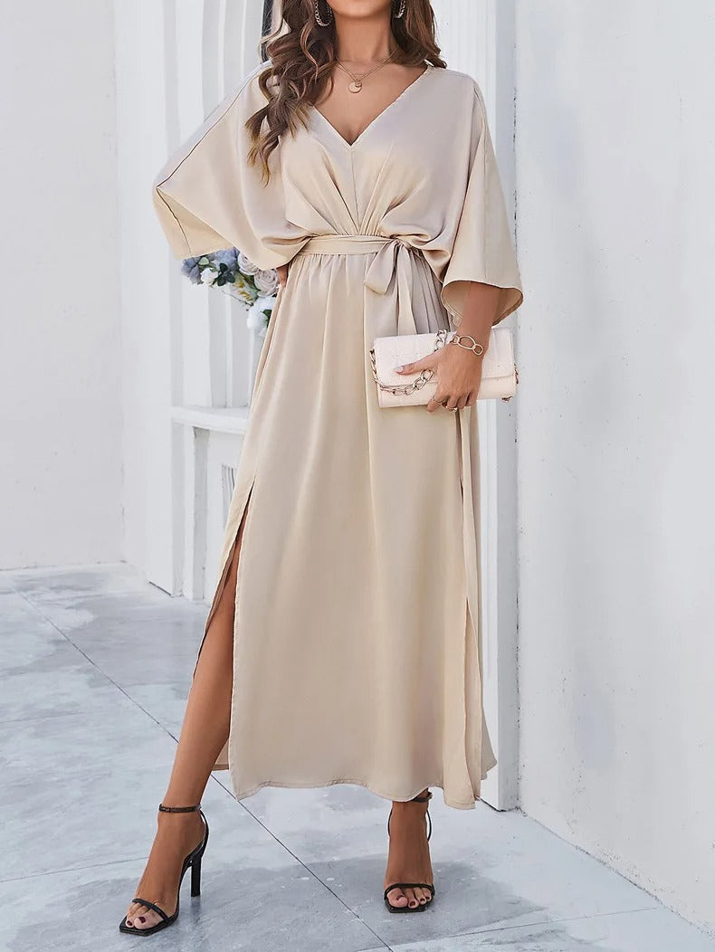 Robe Maxi Femme | Décolleté en V & Fente Élégante