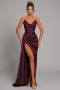 Robe Maxi Femme | Sans Bretelles, Décolleté en Cœur & Fente Jambes
