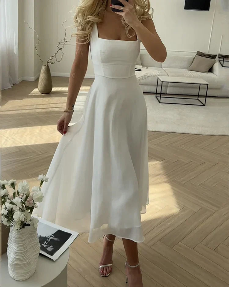 Robe Maxi Femme | Décolleté Carré & Jupe Flottante